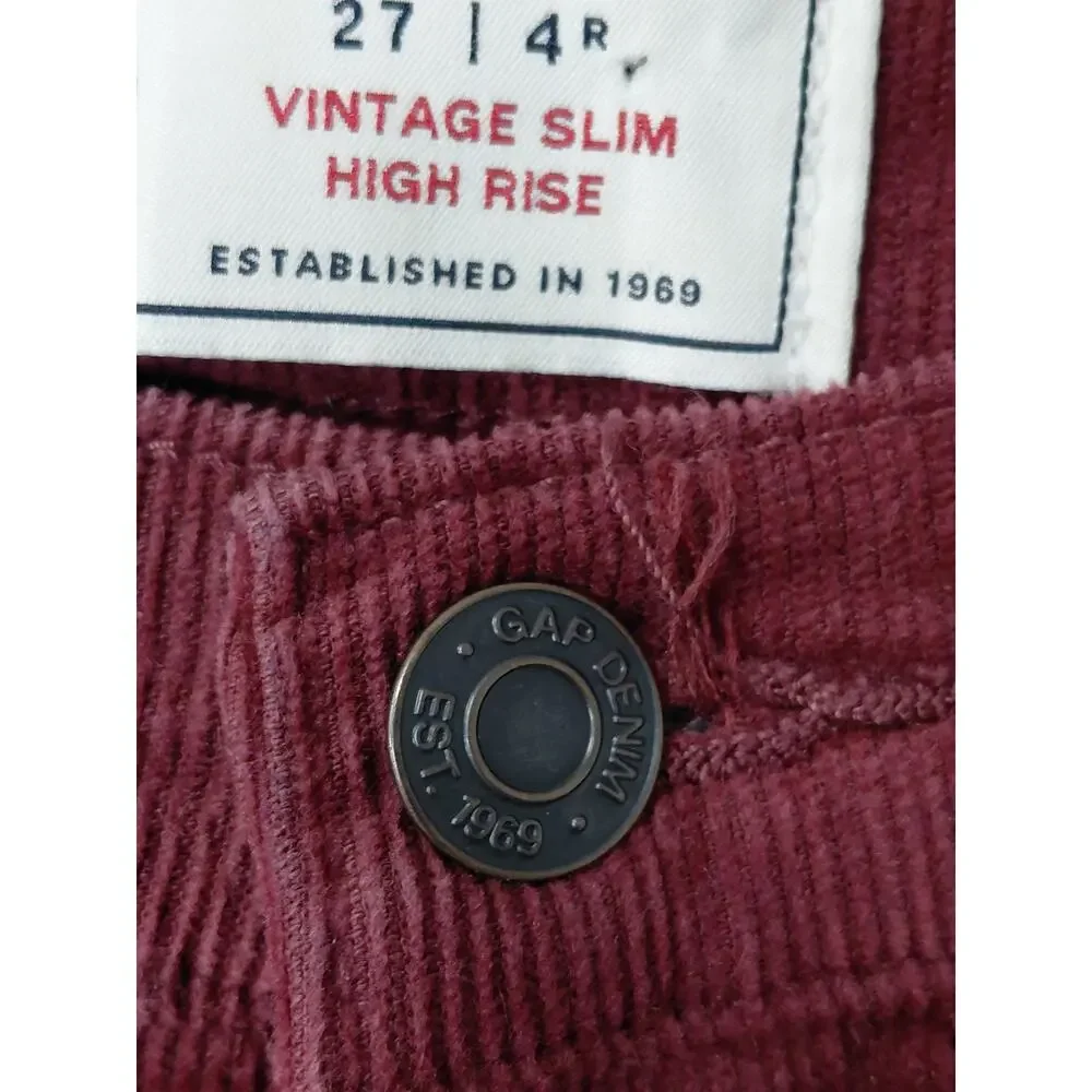 GAP Red Slim Stretch Pants Women Corduroy Size 27